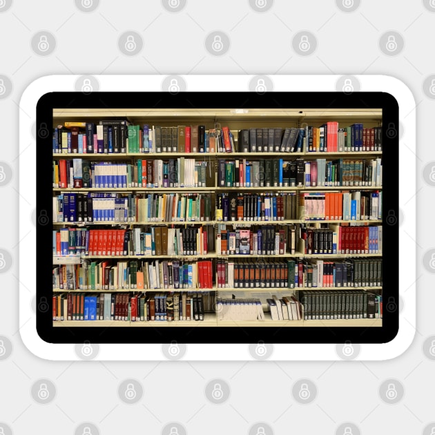 Books on A Bookshelf in the Library Sticker by DesignsbyZazz